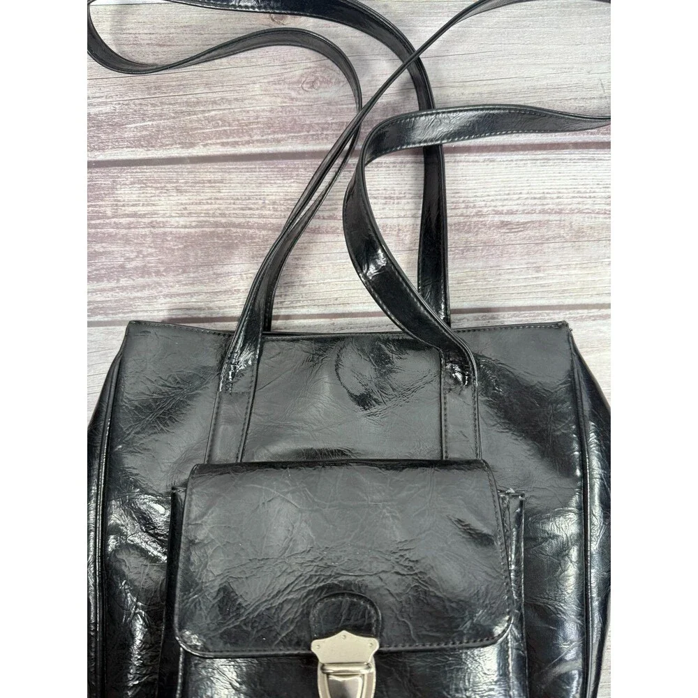Vintage Black Leather Franchi‎ Handbag Shoulder bag